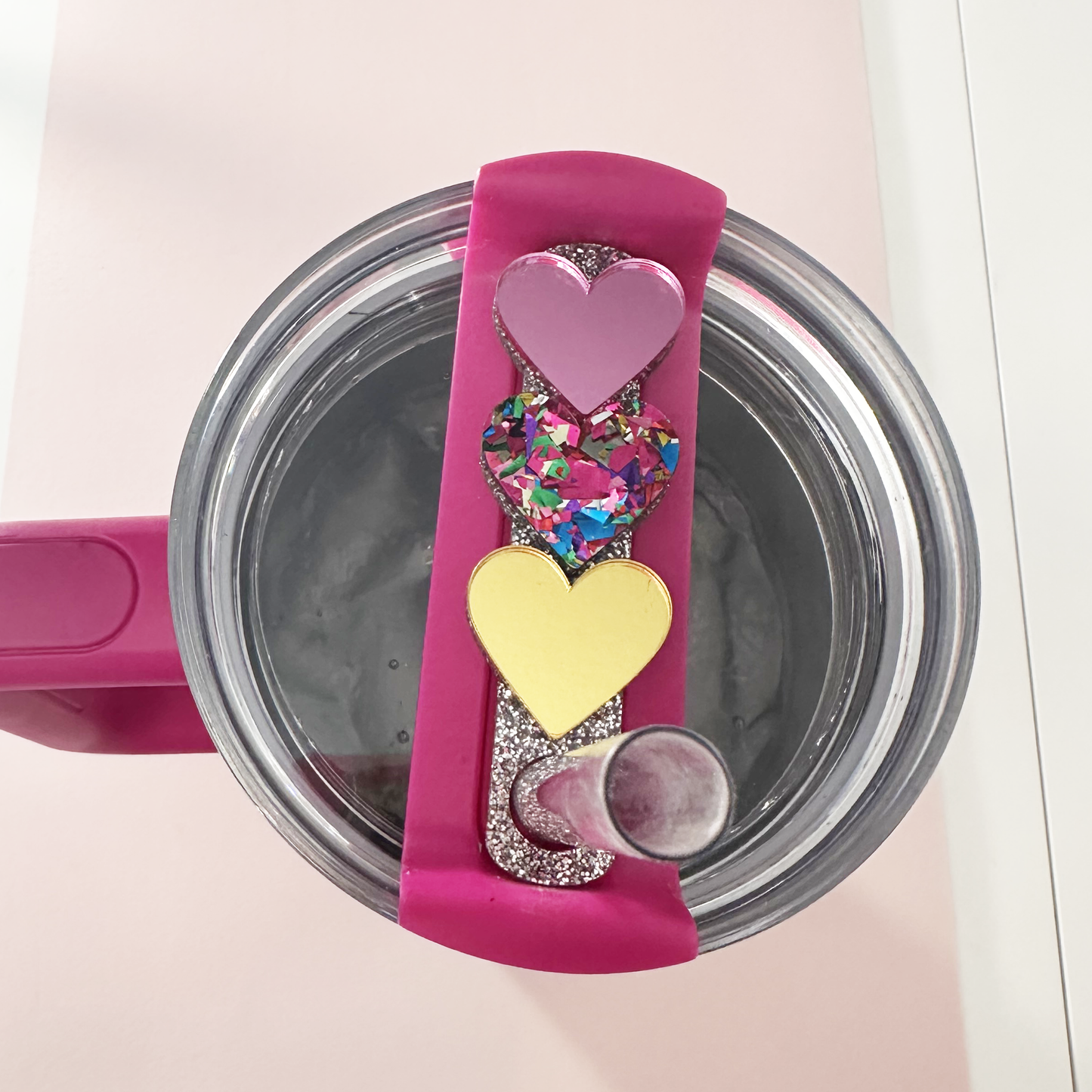 TUMBLER TOPPER TAG - TRIPLE HEARTS