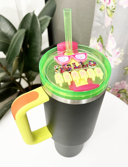 TUMBLER TOPPER - HELLO SUMMER POPSICLES- FULL LID