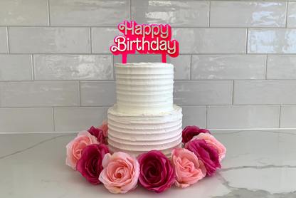 Acrylic Dessert Topper - Happy Birthday - Barbie Font - 1