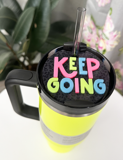 TUMBLER TOPPER - POSITIVITY - KEEP GOING CHEETAH - FULL LID