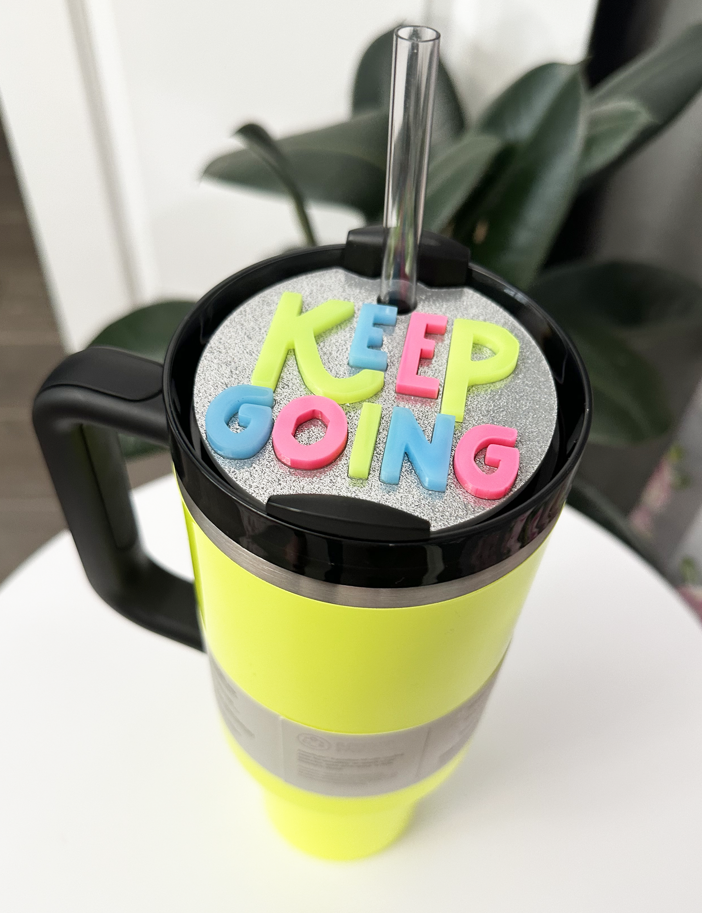 TUMBLER TOPPER - POSITIVITY - KEEP GOING GLITTER - FULL LID