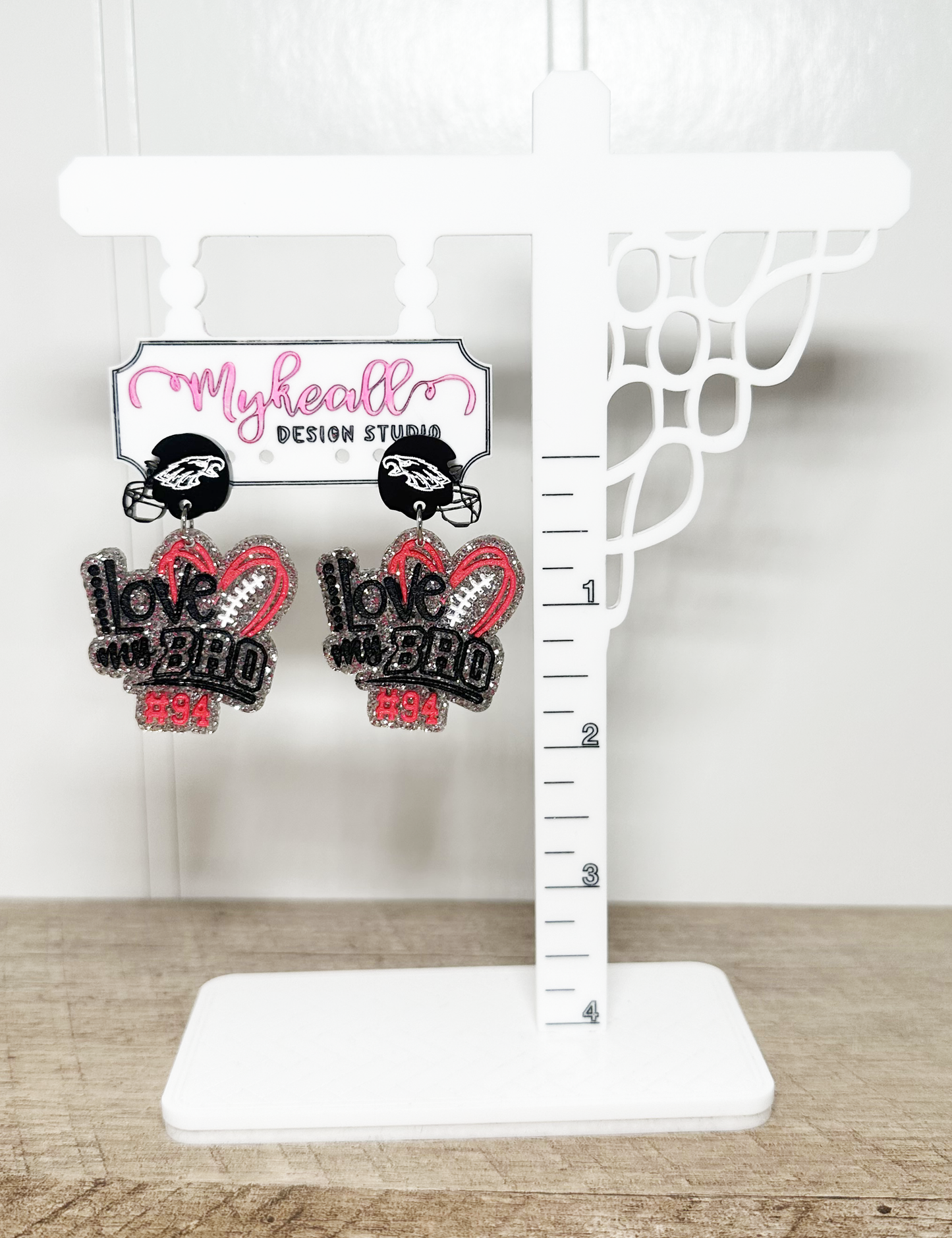 CUSTOM - FOOTBALL "LOVE MY BRO" EARRINGS