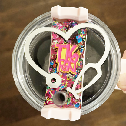 CUSTOM TUMBLER TOPPER TAG - NURSE LOVE WITH INITIALS