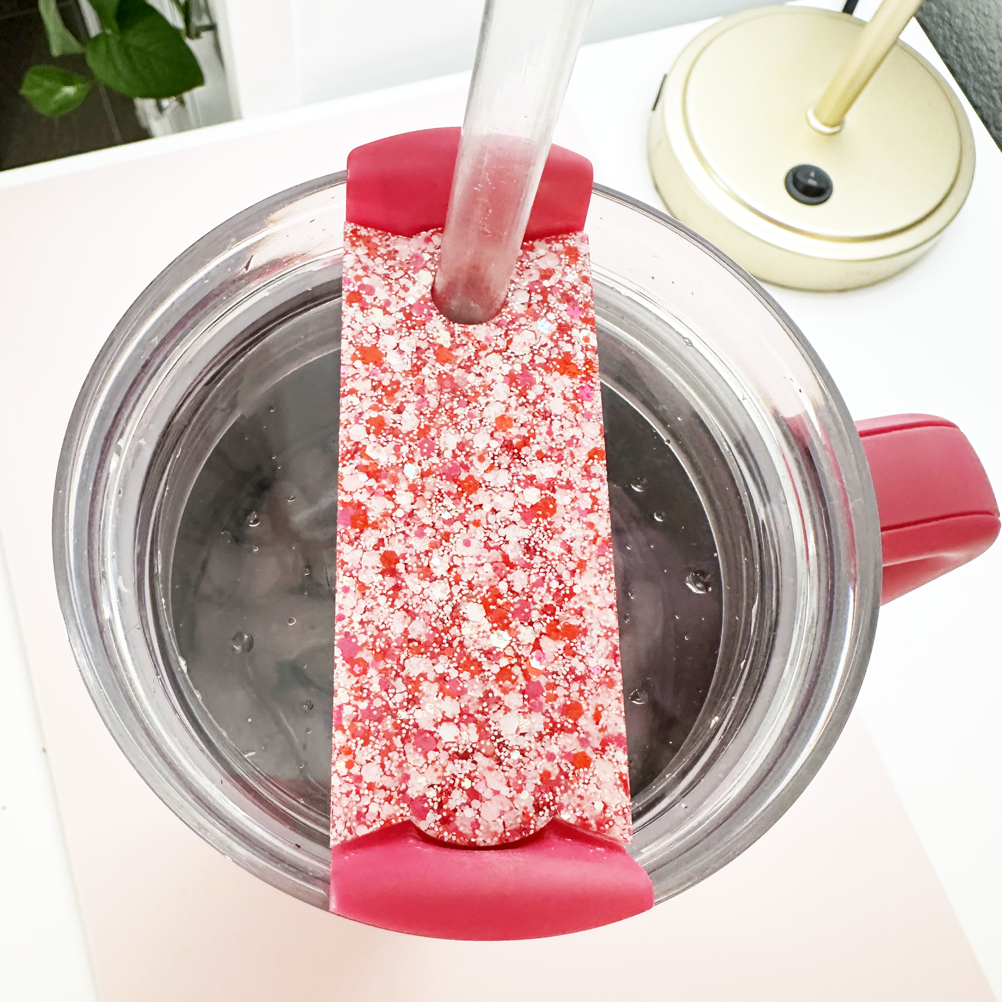 TUMBLER TOPPER TAG - SCALLOPED HEART MIRRORED-TRIPLE LAYERED