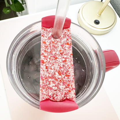 TUMBLER TOPPER TAG - SCALLOPED HEART MIRRORED-TRIPLE LAYERED