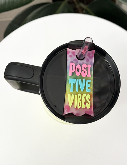 TUMBLER TOPPER - POSITIVITY - POSITIVE VIBES NEON CHEETAH