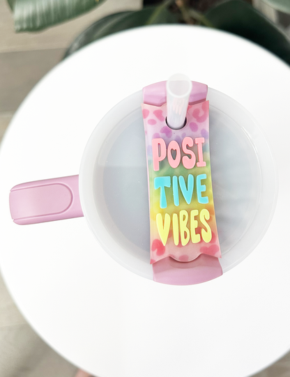 TUMBLER TOPPER - POSITIVITY - POSITIVE VIBES NEON CHEETAH