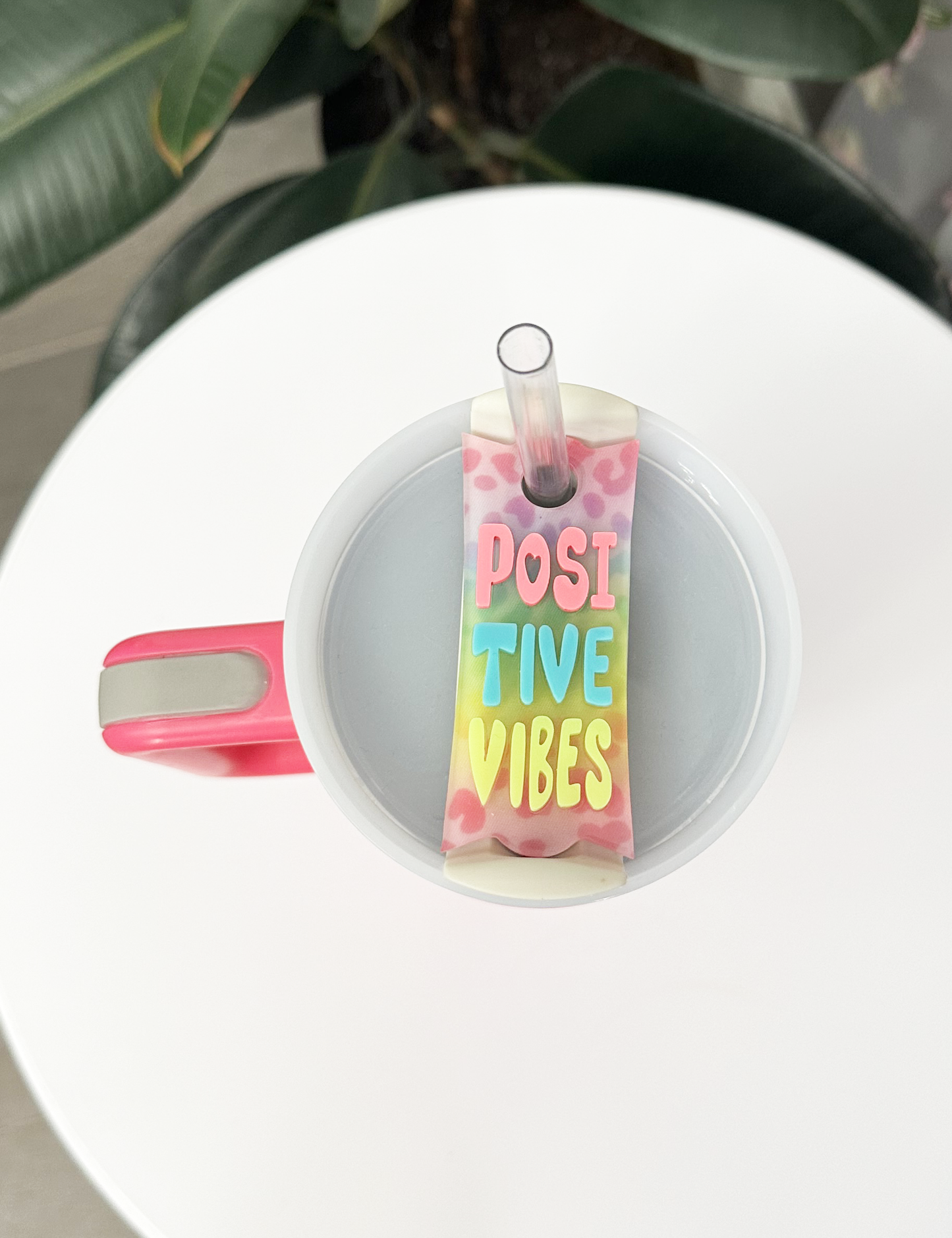 TUMBLER TOPPER - POSITIVITY - POSITIVE VIBES NEON CHEETAH