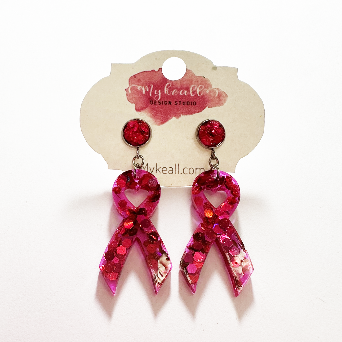 Breast Cancer Awareness Ribbon Earrings