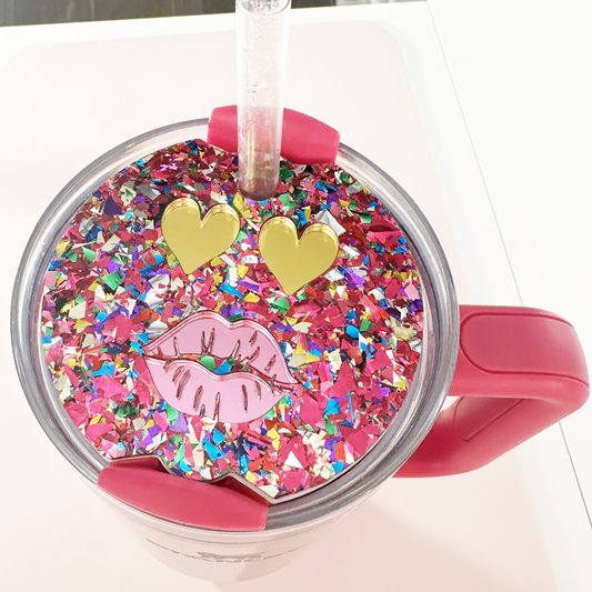 TUMBLER TOPPER - FULL LID - SMOOCH SMILEY FACE