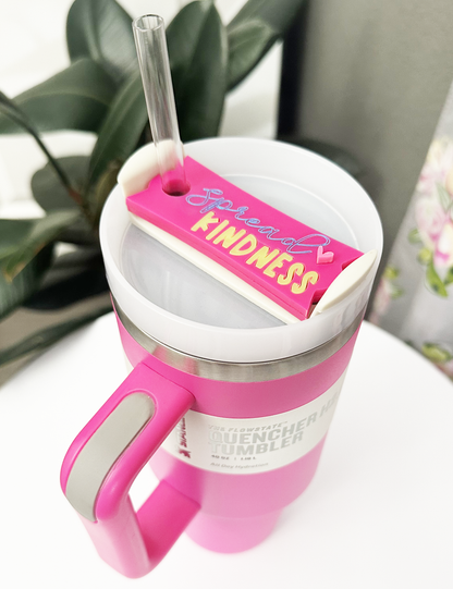 TUMBLER TOPPER - POSITIVITY - SPREAD KINDNESS PINK