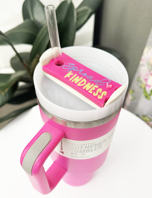 TUMBLER TOPPER - POSITIVITY - SPREAD KINDNESS PINK