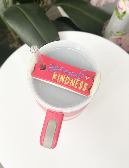 TUMBLER TOPPER - POSITIVITY - SPREAD KINDNESS PINK