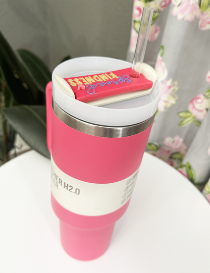 TUMBLER TOPPER - POSITIVITY - SPREAD KINDNESS PINK