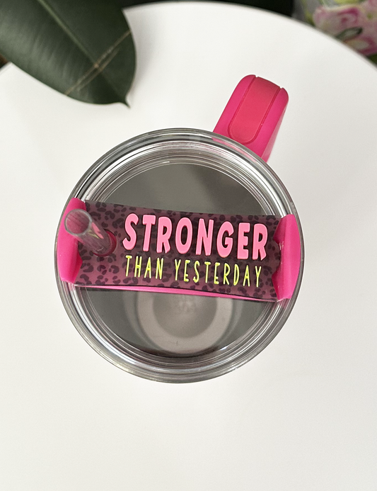 TUMBLER TOPPER - POSITIVITY - STRONGER THAN YESTERDAY CHEETAH