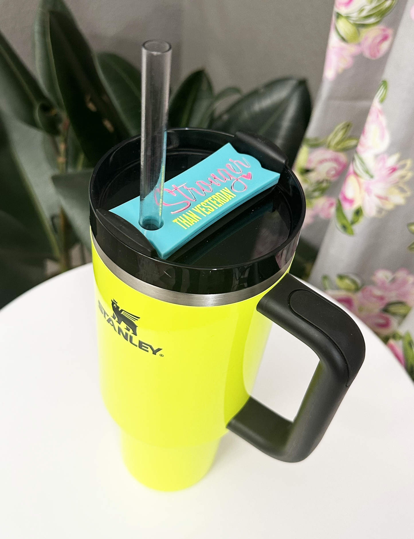 TUMBLER TOPPER - POSITIVITY - STRONGER THAN YESTERDAY - TEAL