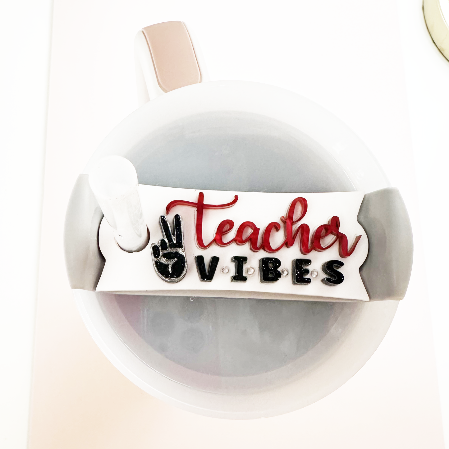 TUMBLER TOPPER TAG - PEACE TEACHER VIBES