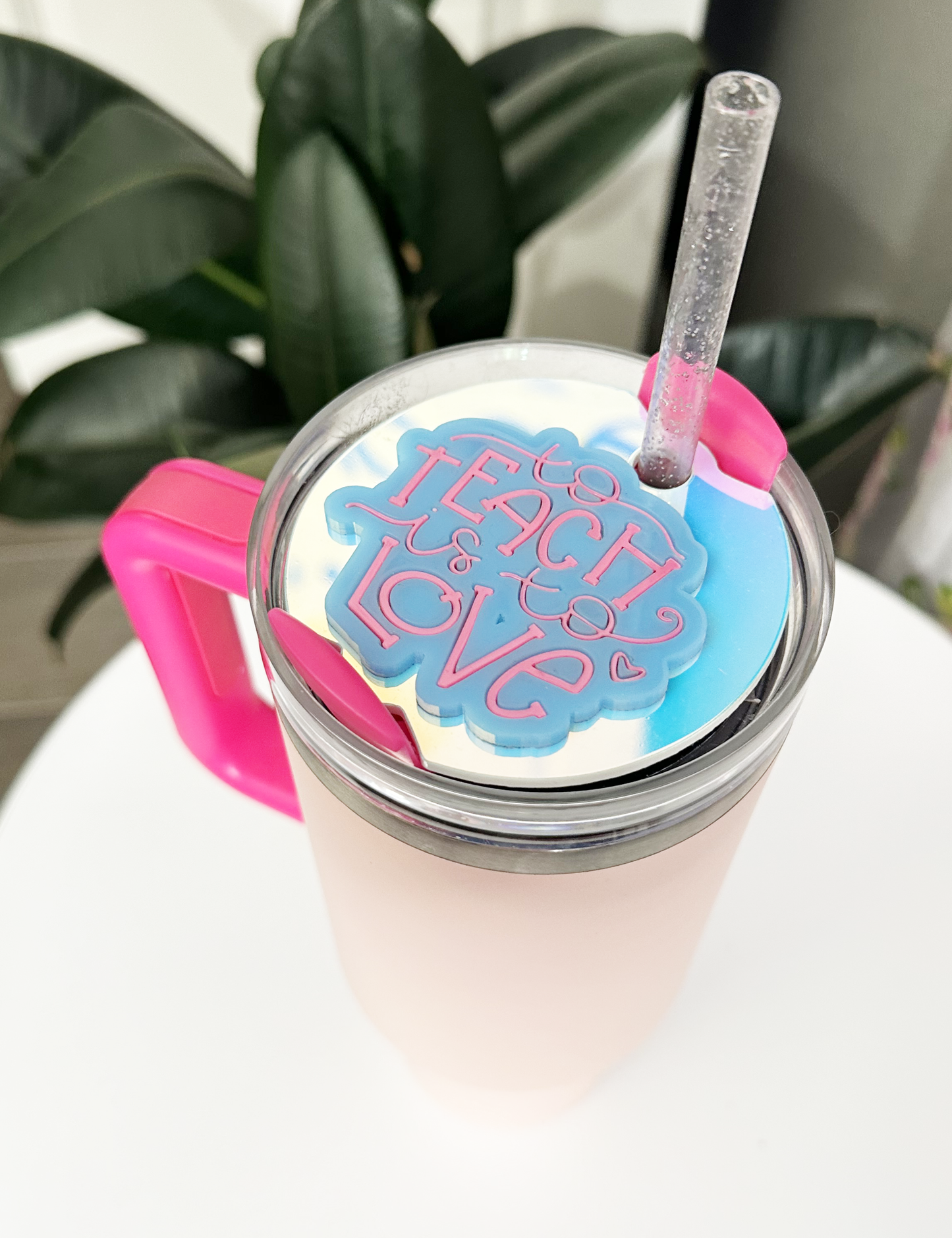 TUMBLER TOPPER - FULL LID - TO TEACH IS TO LOVE - HOLOGRAPHIC