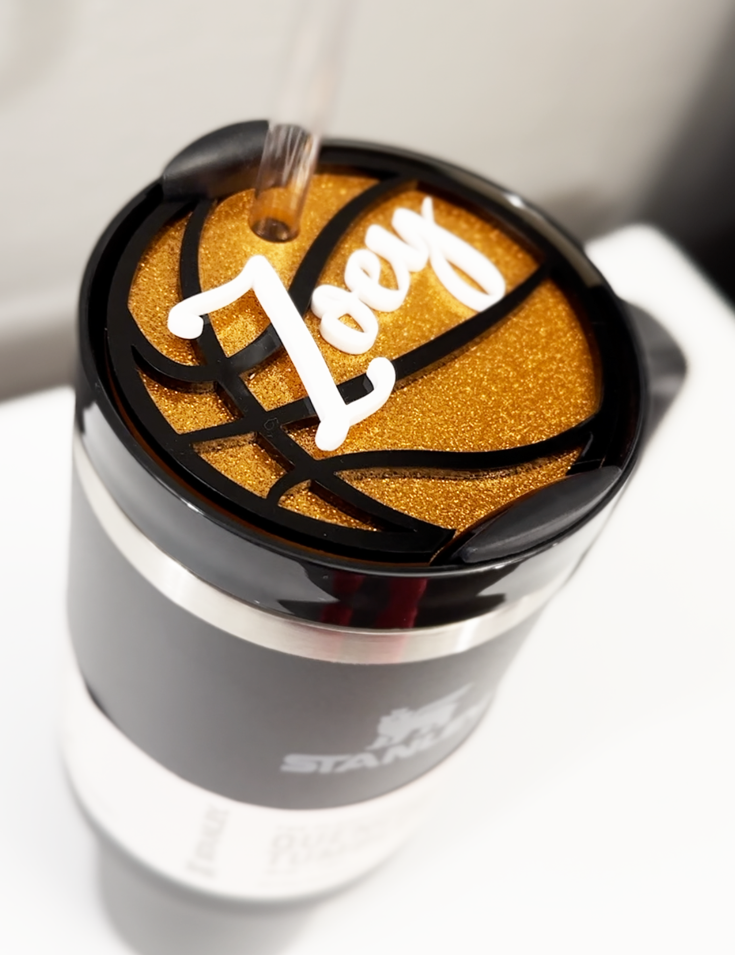 CUSTOM TUMBLER TOPPER - FULL LID - BASKETBALL - TRIPLE LAYER