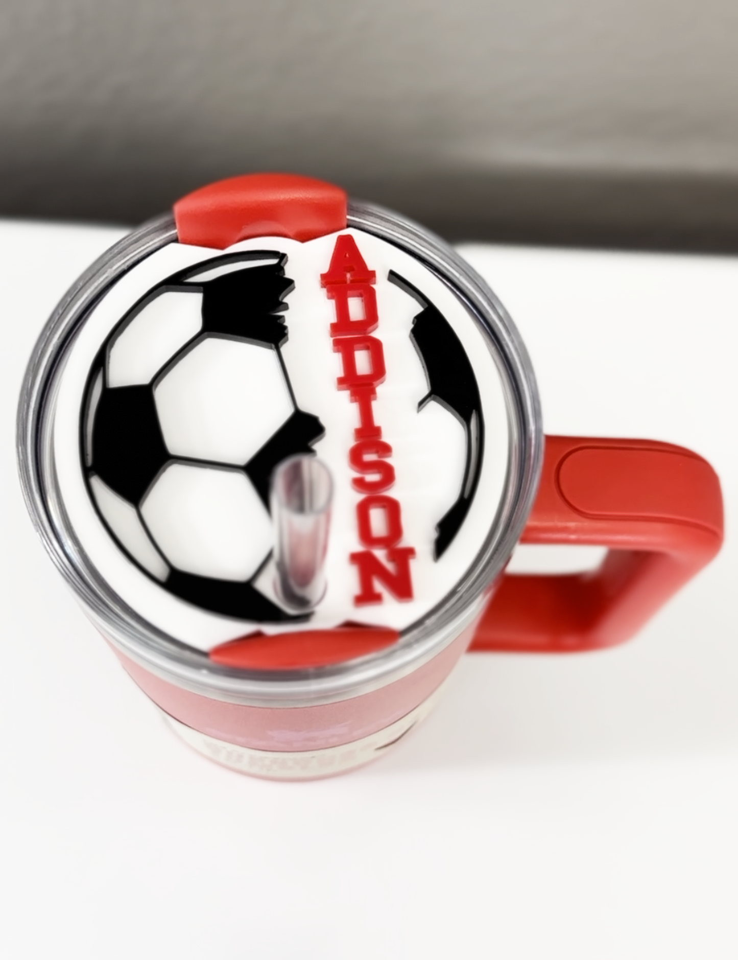 CUSTOM TUMBLER TOPPER - FULL LID - SOCCER