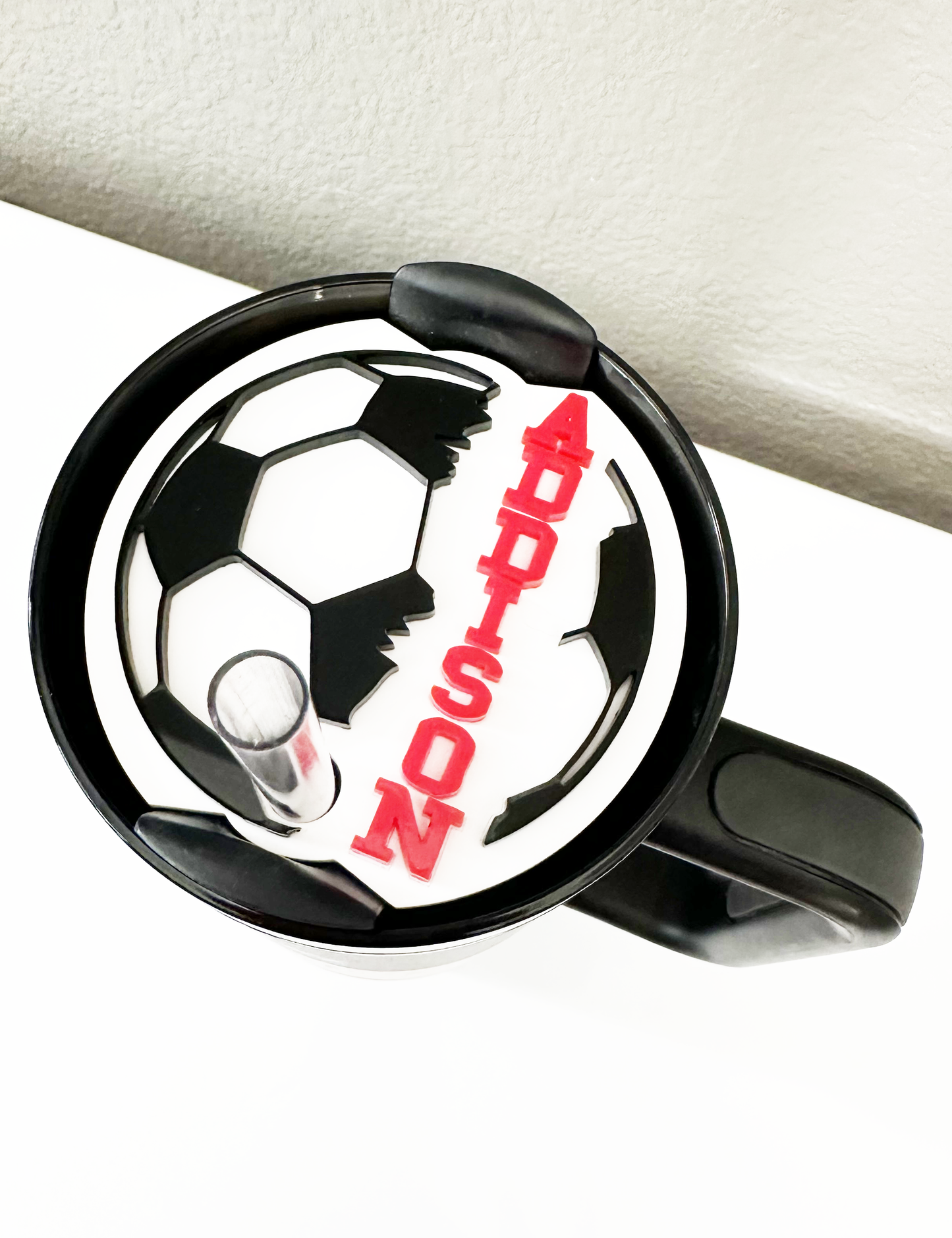 CUSTOM TUMBLER TOPPER - FULL LID - SOCCER