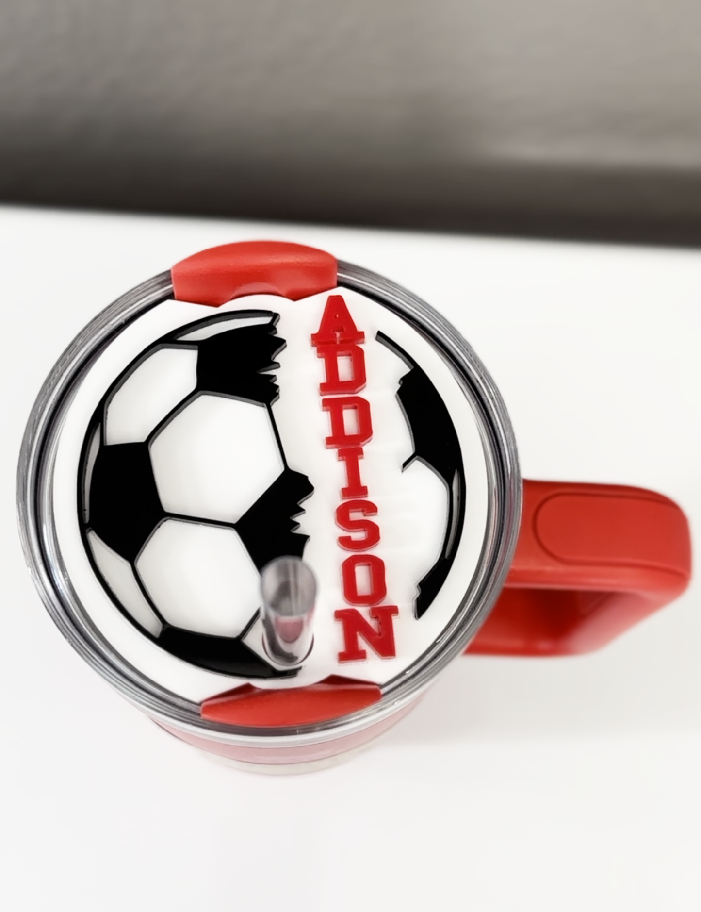 CUSTOM TUMBLER TOPPER - FULL LID - SOCCER