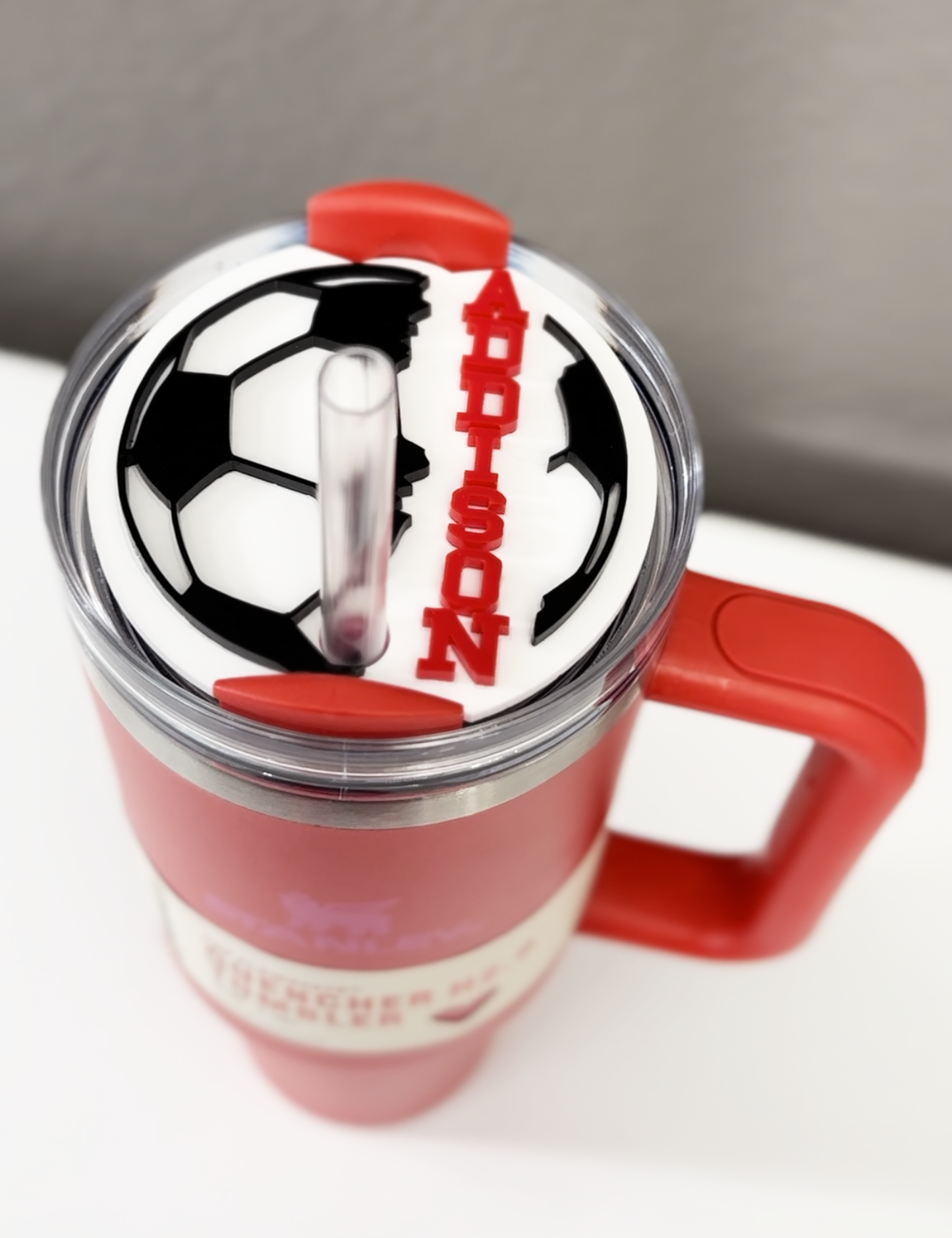 CUSTOM TUMBLER TOPPER - FULL LID - SOCCER