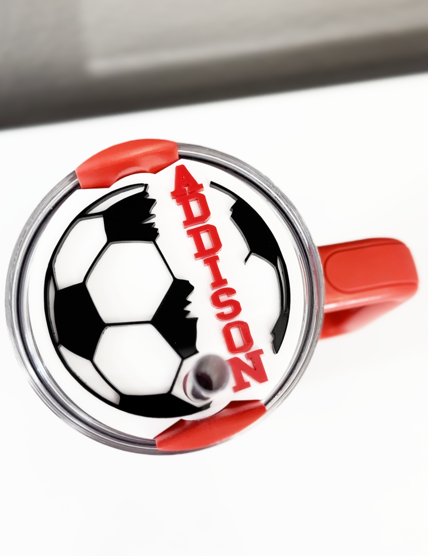 CUSTOM TUMBLER TOPPER - FULL LID - SOCCER