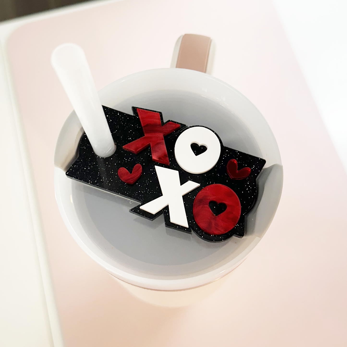 STANLEY TUMBLER TOPPER - XOXO TAG-RED BLACK WHITE