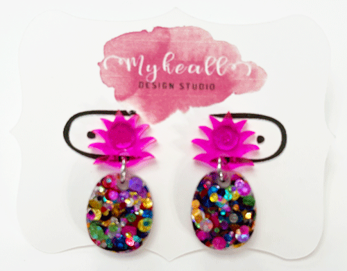 Pink/Glitter Earrings - 15