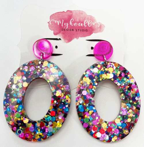 Pink/Glitter Earrings - 7