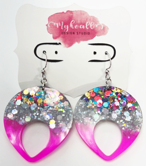 Pink/Glitter Earrings - 4