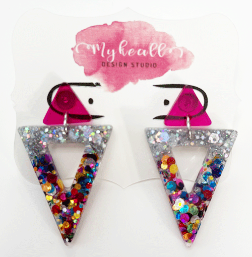 Pink/Glitter Earrings - 8