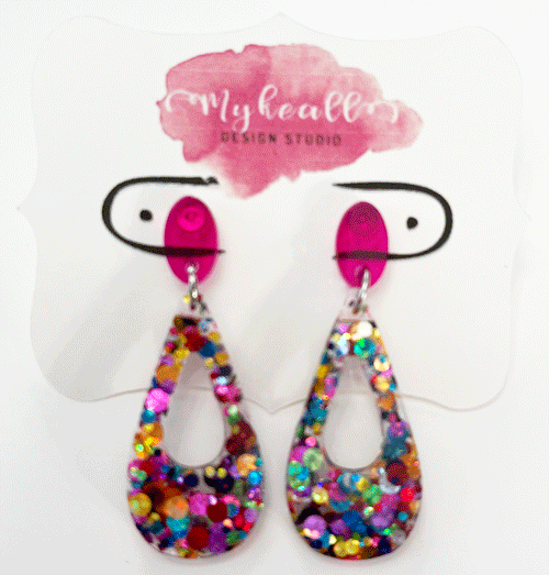 Pink/Glitter Earrings - 9