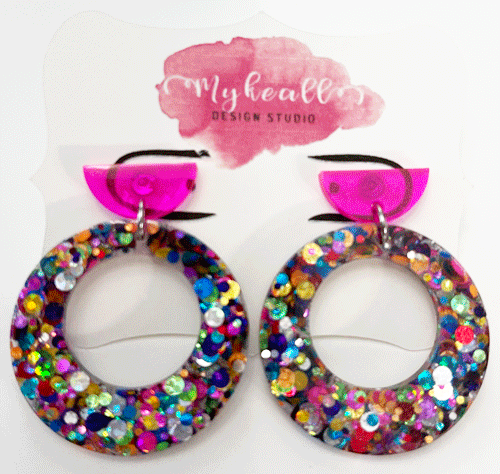 Pink/Glitter Earrings - 10