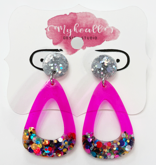 Pink/Glitter Earrings - 11