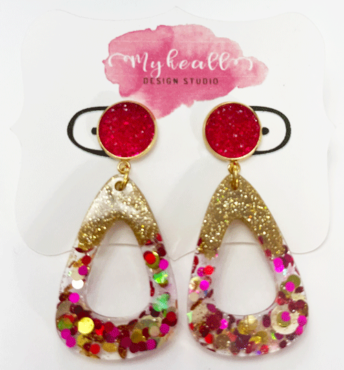 Pink/Gold Earrings - 1