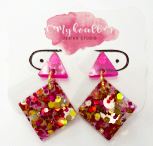 Pink/Gold Earrings - 3