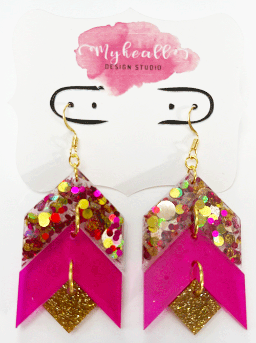 Pink/Gold Earrings - 4