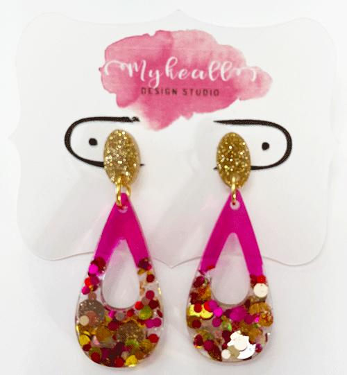 Pink/Gold Earrings - 5