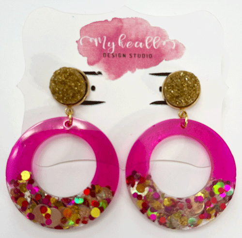 Pink/Gold Earrings - 6