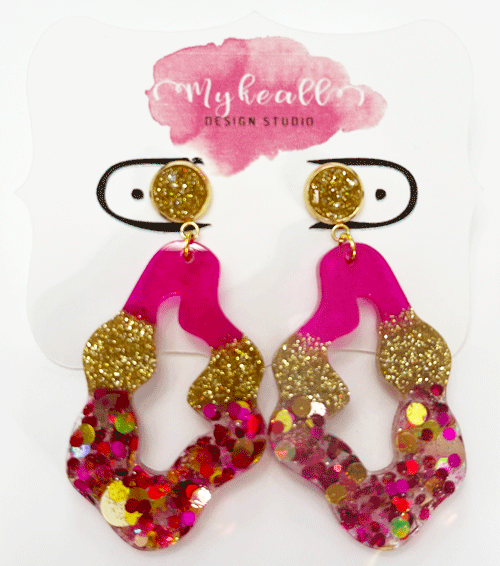 Pink/Gold Earrings - 7