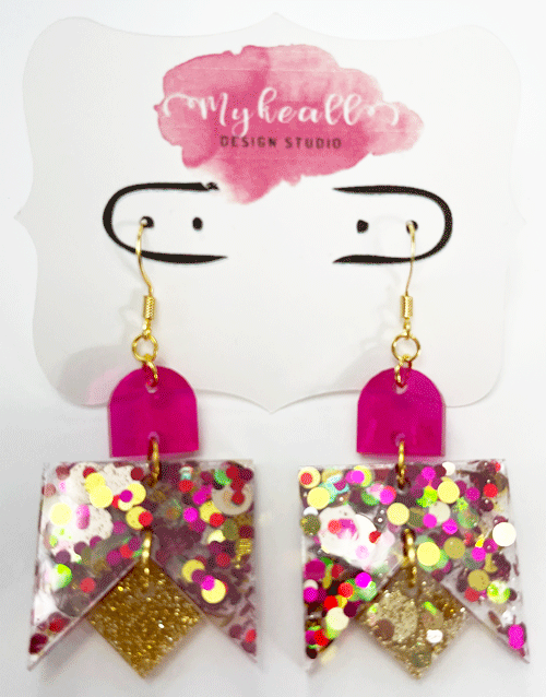 Pink/Gold Earrings - 8