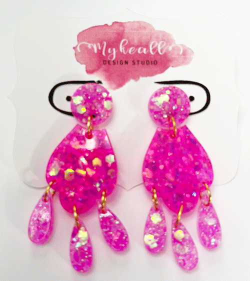 Pink/Gold Earrings - 12