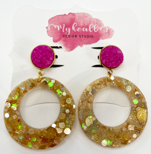 Pink/Gold Earrings - 17