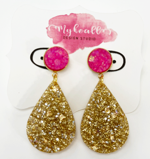 Pink/Gold Earrings - 18