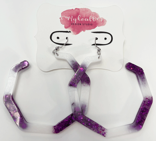 Purple/White Earrings - 9