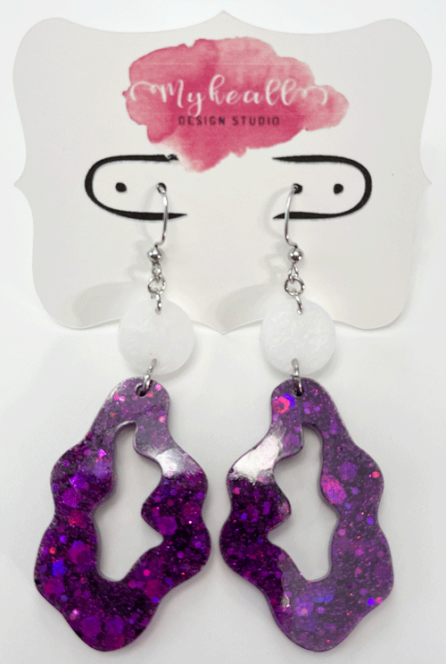 Purple/White Earrings - 8