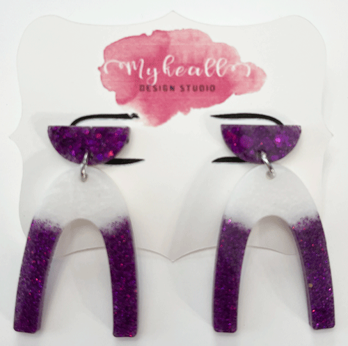 Purple/White Earrings - 6