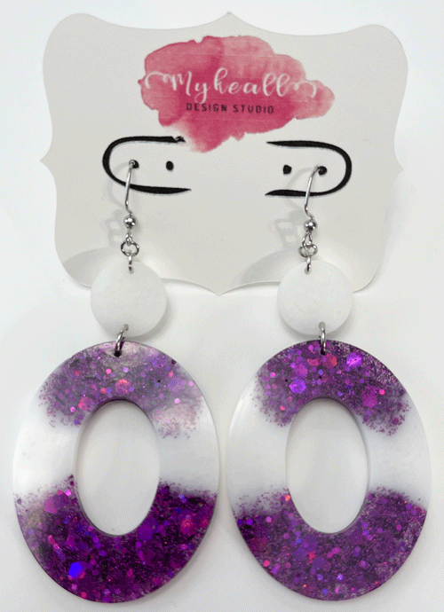 Purple/White Earrings - 4